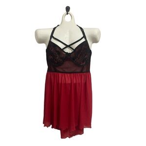Torrid Black and Red Lace Babydoll neglige size 3
